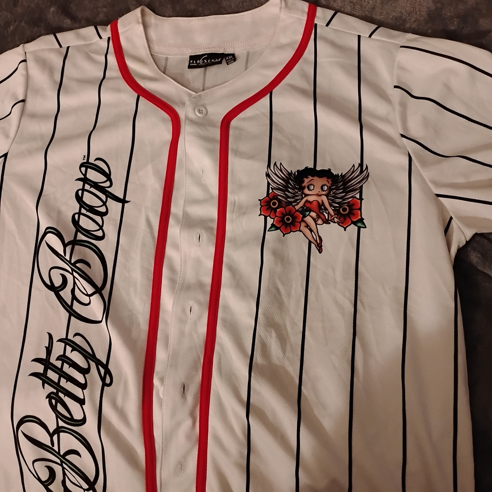 Betty Boop White and Black Striped Jersey